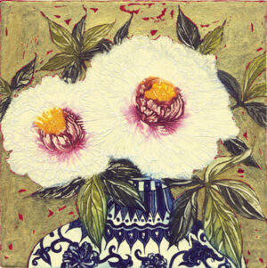 Jean Bardon - Paeonies with Gold Leaf