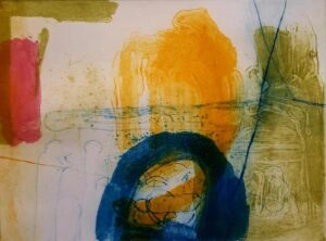 Mary A Fitzgerald - Blue Arc on Yellow
