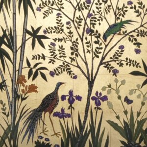 Jean Bardon - Long Tailed Bird, Irises and Purple Emperor