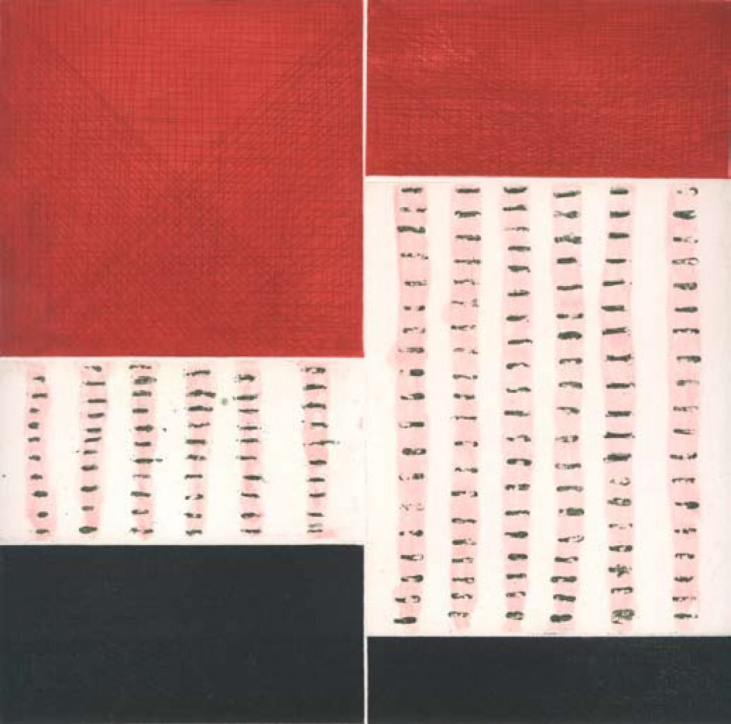 United Field Print Diptych – Red & Black