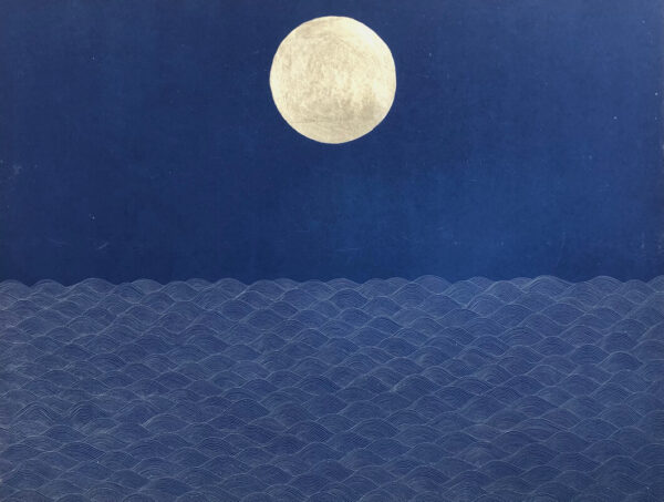 Yoko Akino - Eletha sailed to Ériu over a level sea in a great vessel that seemed made of silver, Etching, Aquatint & White gold leaf, Ed. of 40, 50h x 65w cm, €460 unframed